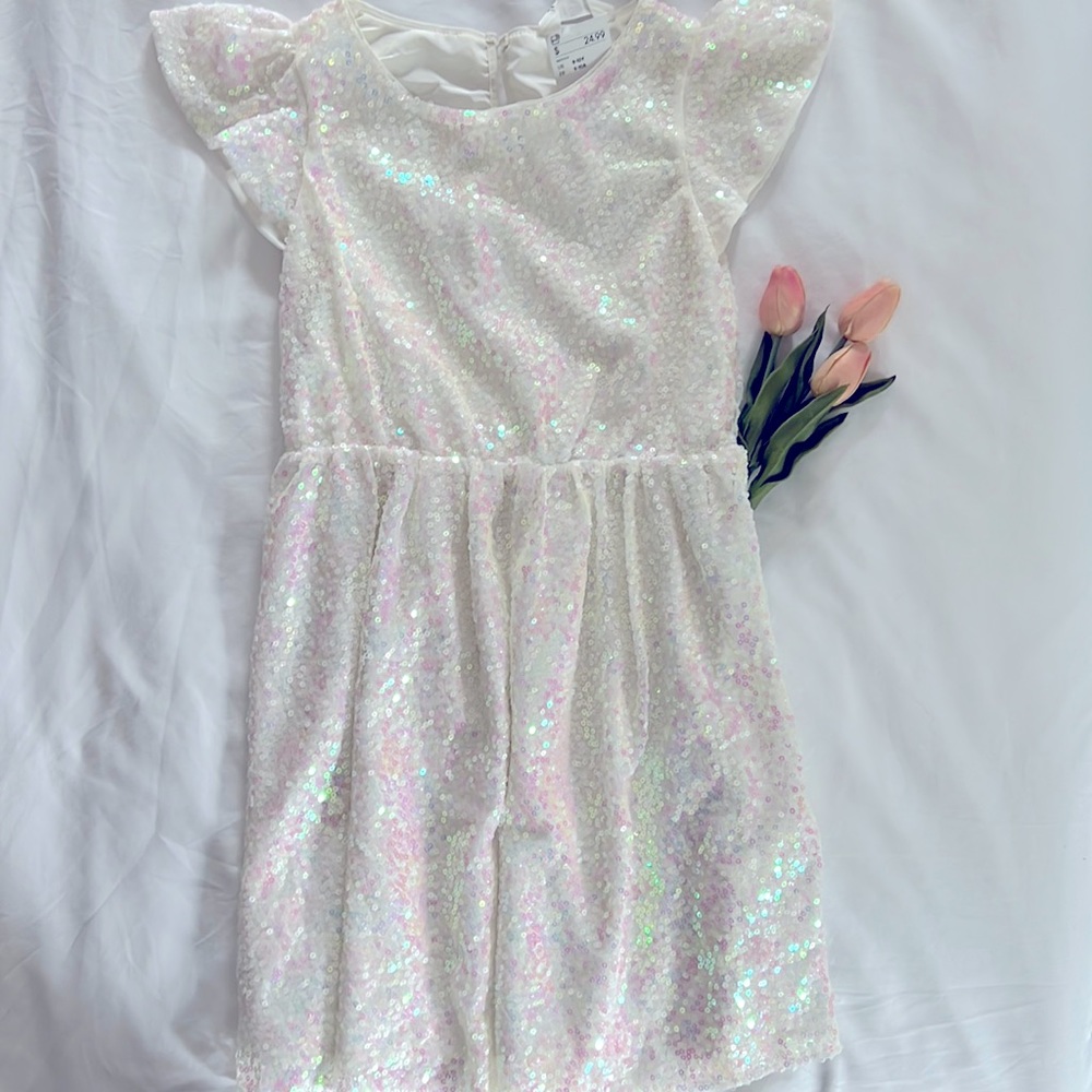 NWT H&M Girl’s White Sequin Dress.